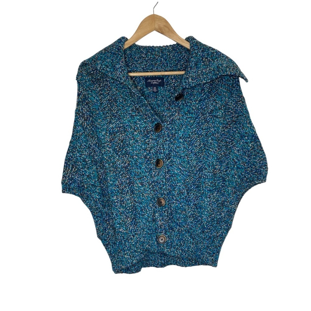 American Eagle knit cotton/ wool blend teal drop shoulder knit vest